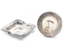 VINTAGE SILVER ASHTRAY & SILVER PHOTO FRAME