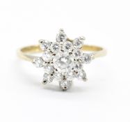 HALLMARKED 9CT GOLD & CZ CLUSTER RING