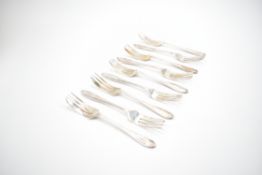 SET OF NINE VINERS SILVER CAKE FORKS