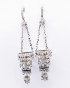 PLATINUM SAPPHIRE & DIAMOND DROP CHANDELIER EARRINGS