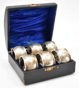 SIX EDWARDIAN ANTIQUE SILVER HALLMARKED NAPKIN RINGS