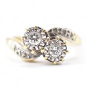 HALLMARKED 18CT GOLD & DIAMOND CROSSOVER RING