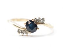 HALLMARKED 9CT GOLD SAPPHIRE & DIAMOND RING