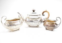 VICTORIAN THREE PIECE TEA SET - EDWARD BARNARD & SONS