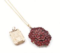 VICTORIAN BOHEMIAN GARNET LOCKET & ROLLED GOLD LOCKET
