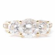 HALLMARKED 14CT GOLD & CZ 3 STONE RING