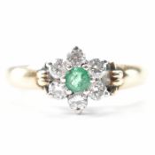 HALLMARKED 9CT GOLD EMERALD & DIAMOND RING