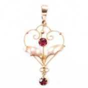 9CT GOLD ART NOUVEAU NECKLACE PENDANT