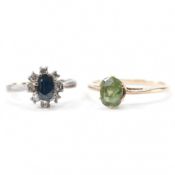 TWO 9CT GOLD & GEM SET RINGS
