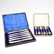 TWO SETS OF CASED SILVER FLATWARE - WALKER & HALL