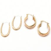 2 PAIRS OF VINTAGE 9CT GOLD HOOP EARRINGS