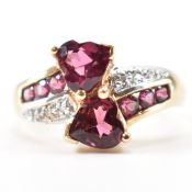 HALLMARKED GARNET & DIAMOND RING