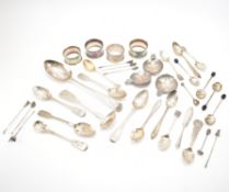 COLLECTION OF SILVER & WHITE METAL FLATWARE