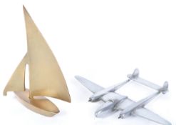 WWI INTEREST - AN ART DECO STYLE STEEL P-38 LOCKHEED MODEL PLANE