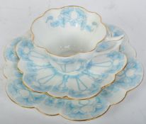 WILEMAN & CO SHELLEY BONE CHINA TEACUP & SAUCER TRIO - BLUE SNOWDROP