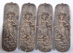 TWO PAIRS OF CAST METAL BRONZED DOOR FINGER PLATES