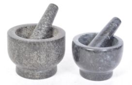 TWO VINTAGE 20TH CENTURY GRANTITE PESTLE AND MORTARS