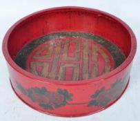 VINTAGE CHINESE HAND PAINTED WOODEN CENTREPIECE BOWL