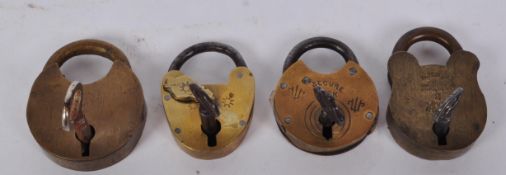 COLLECTION OF FOUR BRASS MINAITURE PADLOCKS