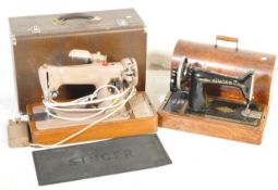 TWO VINTAGE 2OTH CENTURY SINGER SEWING MACHINES