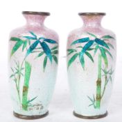 PAIR OF JAPANESE MEIJI GINBARI CLOISONNE VASES