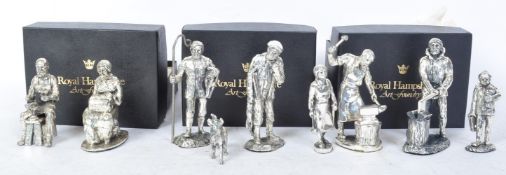 EIGHT VINTAGE ROYAL HAMPSHIRE ART FOUNDRY METAL FIGURINES