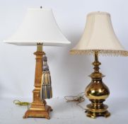 TWO VINTAGE GILT METAL TABLE LAMPS