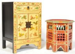 MIDDLE EASTERN CARVED SIDES SMALL TABLE & SMALL CHEST