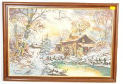 JOHN CORCORAN - RETRO MID CENTURY ACRYLIC ON BOARD PAINTING