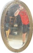 ARTS & CRAFTS PLANISHED METAL OVAL OVERMANTEL MIRROR
