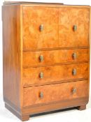 1930'S ART DECO BURR WALNUT TALLBOY CHEST OF DRAWERS