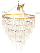 MID 20TH CENTURY LILAC GLASS SHADE WITH GLASS DROPLETS