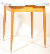 MID CENTURY RETRO FORMICA BLUE DRAW LEAF KITCHEN TABLE