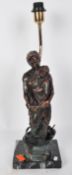 BRONZE EFFECT STATUE MARBLE TABLE LAMP