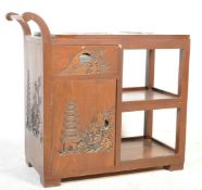 MID CENTURY CHINESE HARDWOOD HOSTESS TROLLEY TABLE