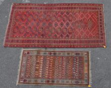 TWO VINTAGE 20TH CENTURY PERSIAN ISLAMIC RUG CARPET