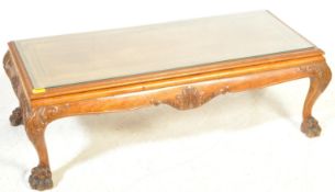 QUEEN ANNE REVIVAL WALNUT & LEATHER COFFEE OCCASIONAL TABLE