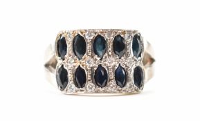 18CT WHITE GOLD SAPPHIRE & DIAMOND RING