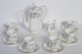 VINTAGE ROYAL ALBERT SILVER MAPLE BONE CHINA TEA SERVICE