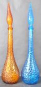 GENIE BOTTLES - TWO DECORATIVE ITALIAN GLASS DECANTERS
