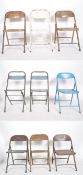 HARLEQUIN SET OF NINE METAL INDUSTRIAL FOLDING CHAIRS