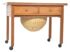 MID CENTURY DANISH TEAK METAMORPHIC SEWING TABLE