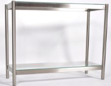 RETRO VINTAGE GLASS & BRUSHED METAL SIDE TABLE
