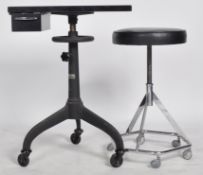 RETRO VINTAGE SWISS OPTICIAN'S TABLE AND STOOL