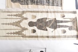 TWO VINTAGE BRASS RUBBINGS OF MEDIEVAL KNIGHTS