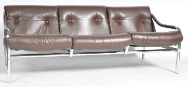 TIM BATES FOR PIEFF - MID CENTURY LEATHER CHROME SOFA