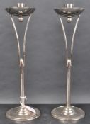 PAIR OF ART DECO INFLUENCE CHROME CANDLESTICKS