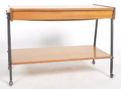 RETRO VINTAGE TEAK WOOD INDUSTRIAL TROLLEY