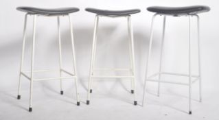 KANDYA - SET OF THREE BLACK LEATHER DESIGNER STOOLS