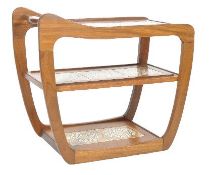 MID CENTURY DANISH INFLUENCED THREE TIER DRINKS TROLLEY